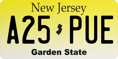NJ license plate A25PUE
