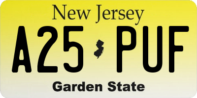 NJ license plate A25PUF