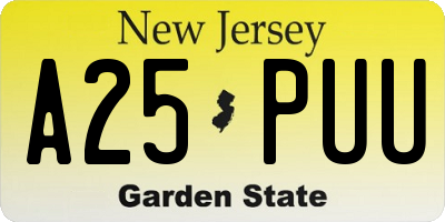 NJ license plate A25PUU