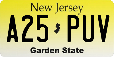 NJ license plate A25PUV