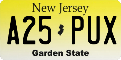 NJ license plate A25PUX