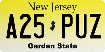 NJ license plate A25PUZ
