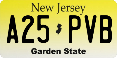 NJ license plate A25PVB