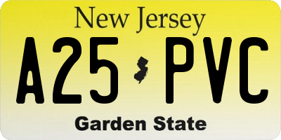 NJ license plate A25PVC