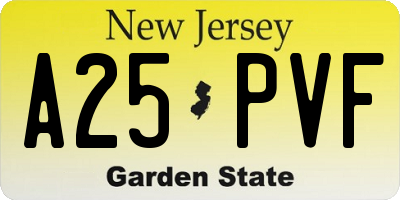 NJ license plate A25PVF