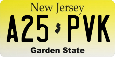 NJ license plate A25PVK
