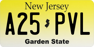 NJ license plate A25PVL