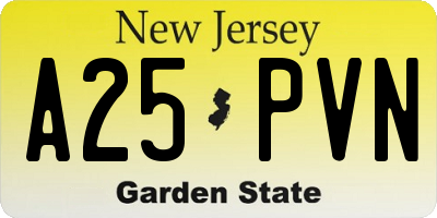 NJ license plate A25PVN