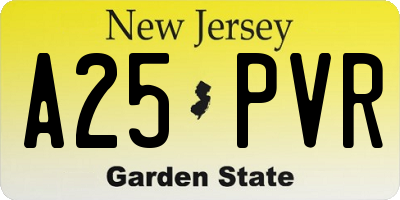 NJ license plate A25PVR