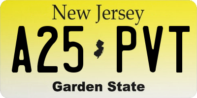 NJ license plate A25PVT