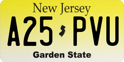 NJ license plate A25PVU