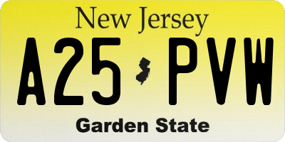 NJ license plate A25PVW
