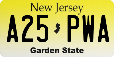 NJ license plate A25PWA