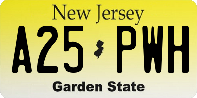 NJ license plate A25PWH