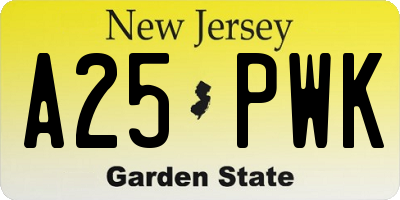 NJ license plate A25PWK