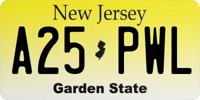 NJ license plate A25PWL