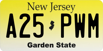 NJ license plate A25PWM