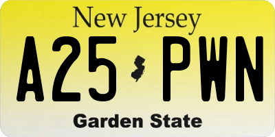 NJ license plate A25PWN
