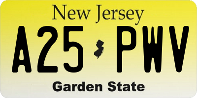 NJ license plate A25PWV