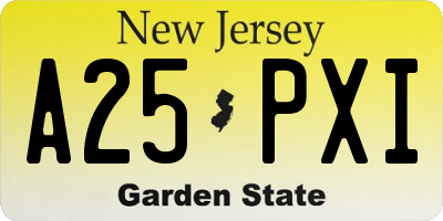 NJ license plate A25PXI