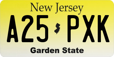 NJ license plate A25PXK