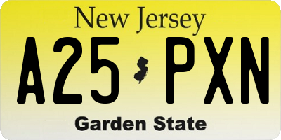 NJ license plate A25PXN
