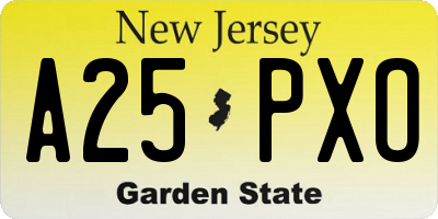 NJ license plate A25PXO
