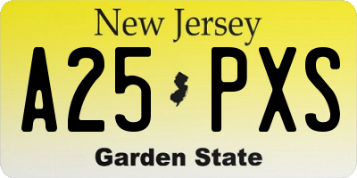 NJ license plate A25PXS
