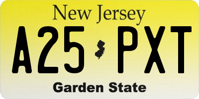 NJ license plate A25PXT