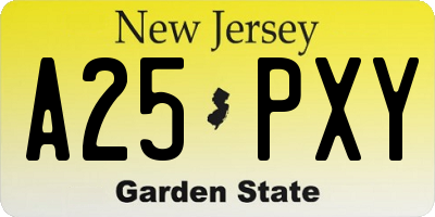 NJ license plate A25PXY