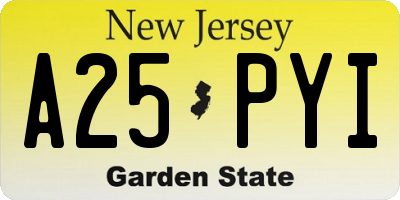 NJ license plate A25PYI