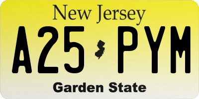 NJ license plate A25PYM