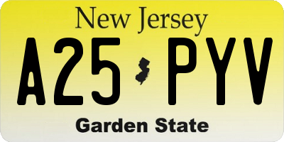 NJ license plate A25PYV