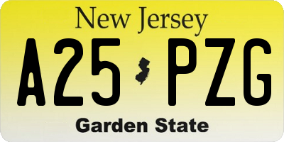 NJ license plate A25PZG