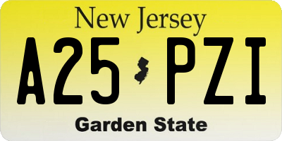 NJ license plate A25PZI