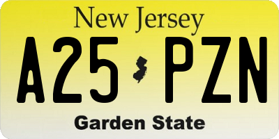 NJ license plate A25PZN