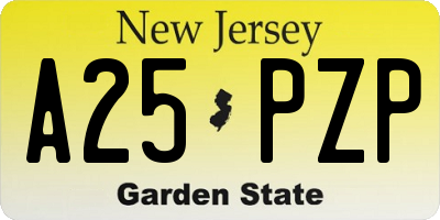 NJ license plate A25PZP
