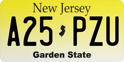NJ license plate A25PZU
