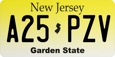 NJ license plate A25PZV