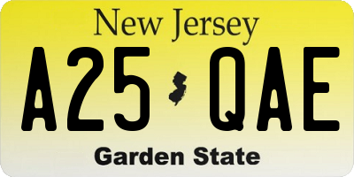 NJ license plate A25QAE