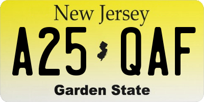 NJ license plate A25QAF