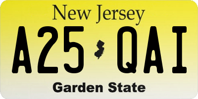 NJ license plate A25QAI