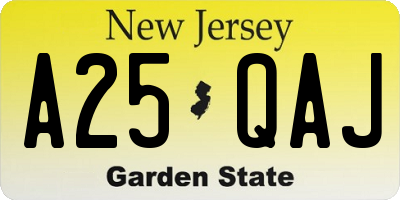 NJ license plate A25QAJ