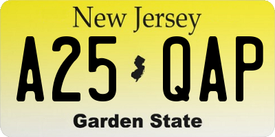 NJ license plate A25QAP