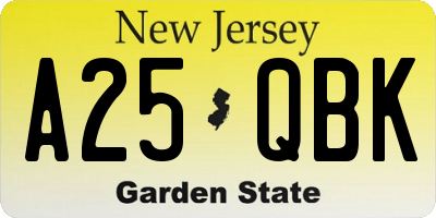 NJ license plate A25QBK