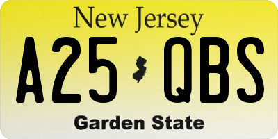 NJ license plate A25QBS
