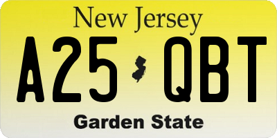 NJ license plate A25QBT