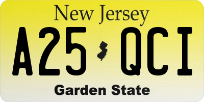 NJ license plate A25QCI