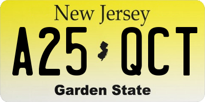 NJ license plate A25QCT
