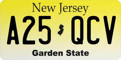 NJ license plate A25QCV